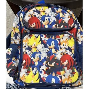 Sonic the Hedgehog Large 16" Backpack Tails Shadow Knuckles Super Sonic Bag Sega